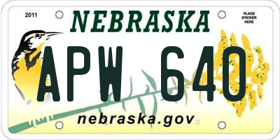 NE license plate APW640