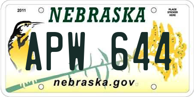 NE license plate APW644