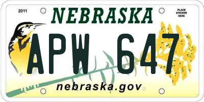 NE license plate APW647