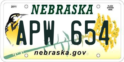 NE license plate APW654