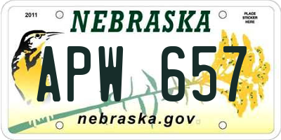 NE license plate APW657