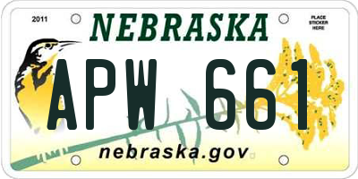 NE license plate APW661