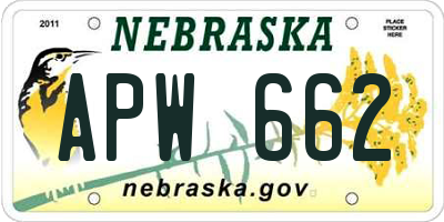 NE license plate APW662