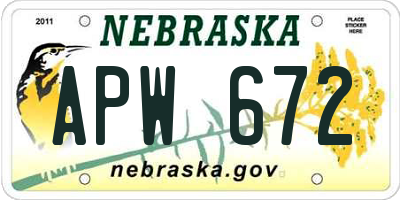 NE license plate APW672