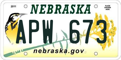 NE license plate APW673