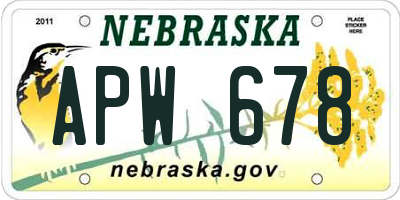 NE license plate APW678
