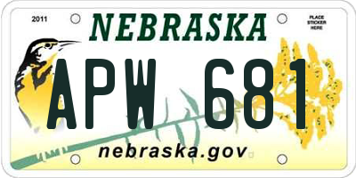 NE license plate APW681