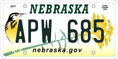 NE license plate APW685