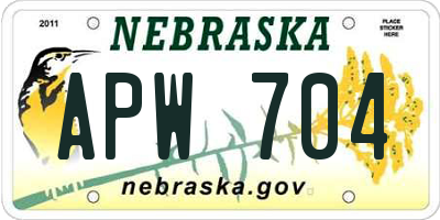 NE license plate APW704