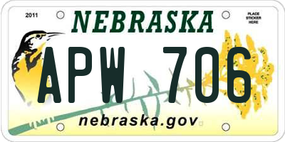 NE license plate APW706