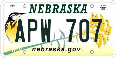 NE license plate APW707