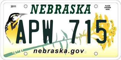 NE license plate APW715