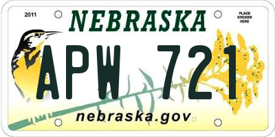 NE license plate APW721