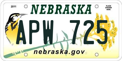 NE license plate APW725