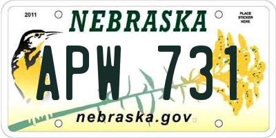 NE license plate APW731