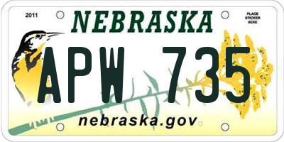 NE license plate APW735