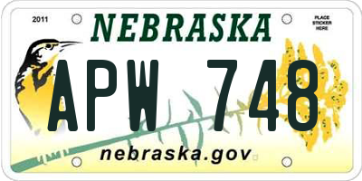 NE license plate APW748