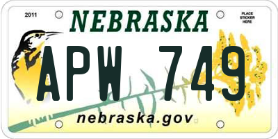 NE license plate APW749
