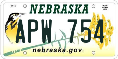 NE license plate APW754
