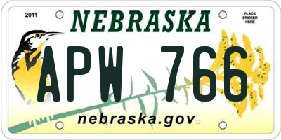 NE license plate APW766