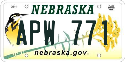 NE license plate APW771