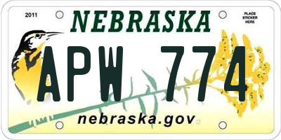 NE license plate APW774