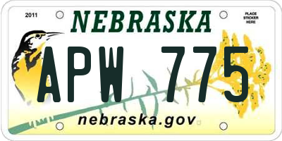 NE license plate APW775