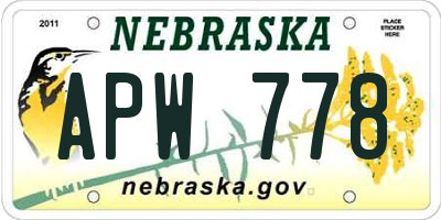 NE license plate APW778