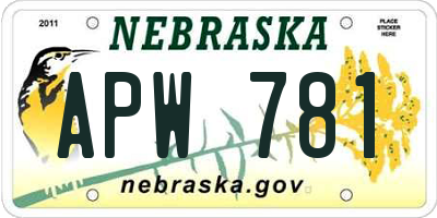 NE license plate APW781