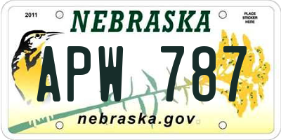 NE license plate APW787