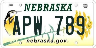 NE license plate APW789