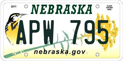 NE license plate APW795