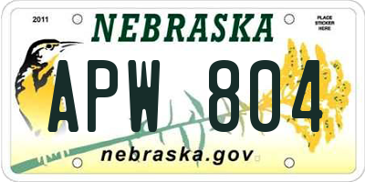 NE license plate APW804