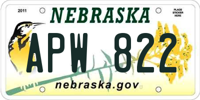 NE license plate APW822