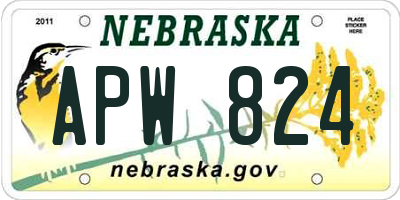 NE license plate APW824