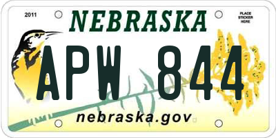 NE license plate APW844