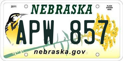 NE license plate APW857