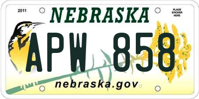 NE license plate APW858