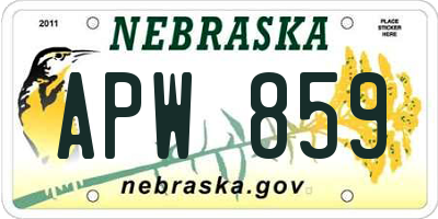 NE license plate APW859