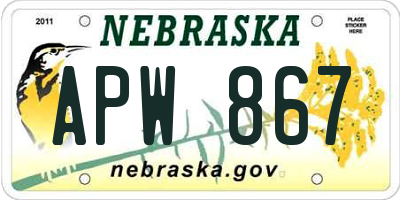NE license plate APW867