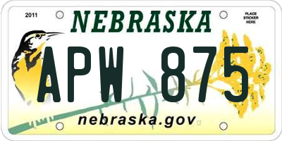 NE license plate APW875