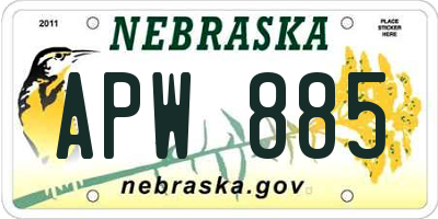 NE license plate APW885