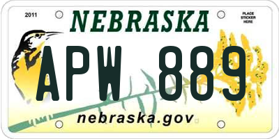 NE license plate APW889