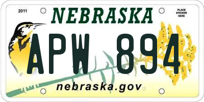 NE license plate APW894