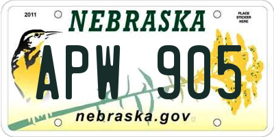 NE license plate APW905