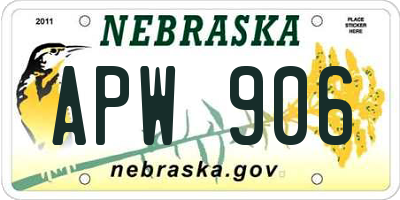 NE license plate APW906