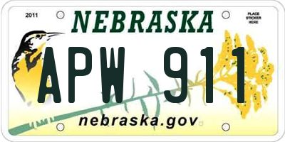 NE license plate APW911