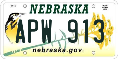 NE license plate APW913