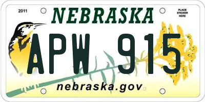 NE license plate APW915