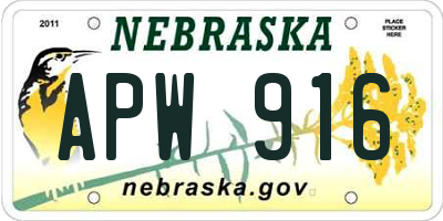 NE license plate APW916